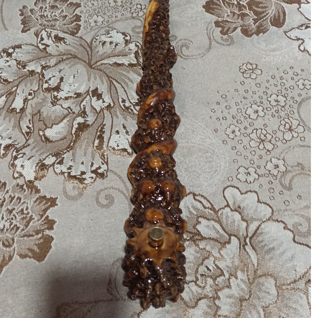  天然见血飞烟斗长76公分 纯铜