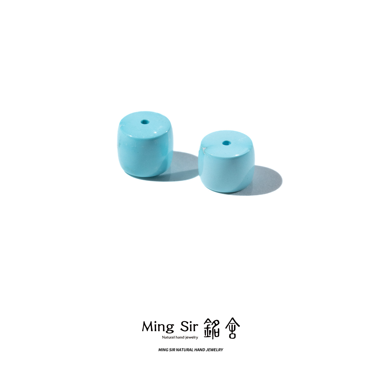 【铭舍】原矿绿松石直切隔珠150-170