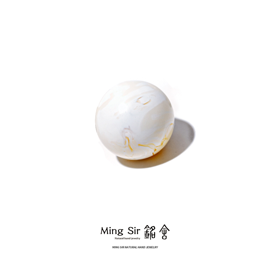 【铭舍 东方既白·纯·典藏级糯白单珠vvs级】14-20mm蜜蜡原矿原石