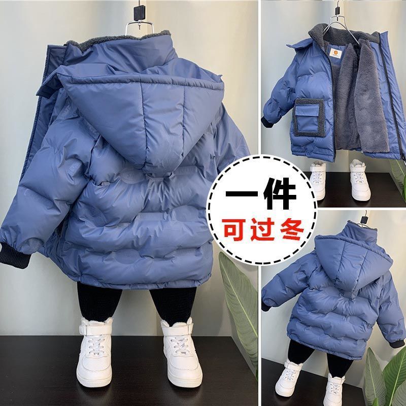 男童加绒棉服2023新款洋气小男孩宝宝冬装棉袄儿童冬季棉衣厚外套