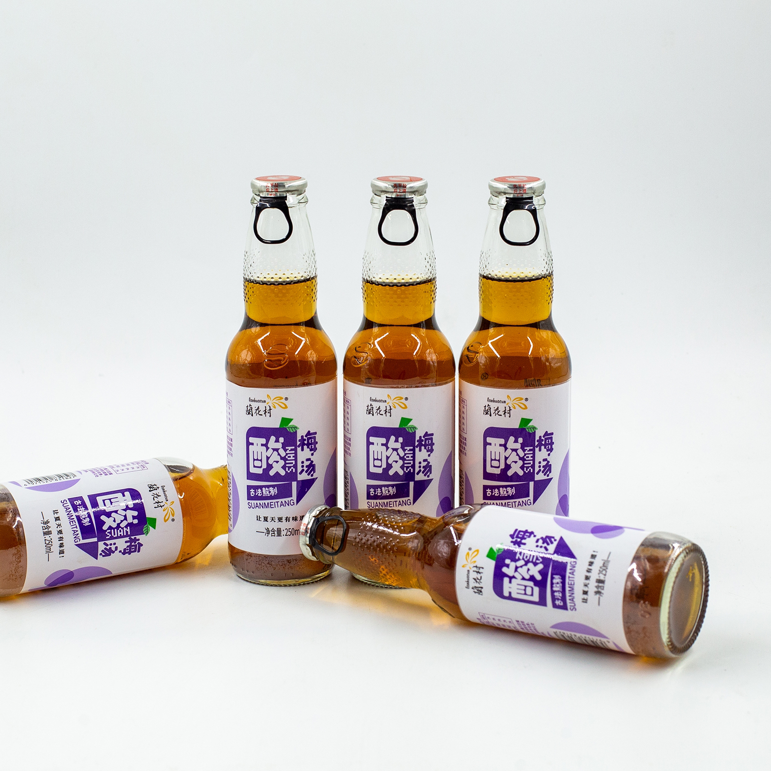 兰花村酸梅汤玻璃瓶乌梅酸梅汤火锅烧烤伴侣传统饮品248ml