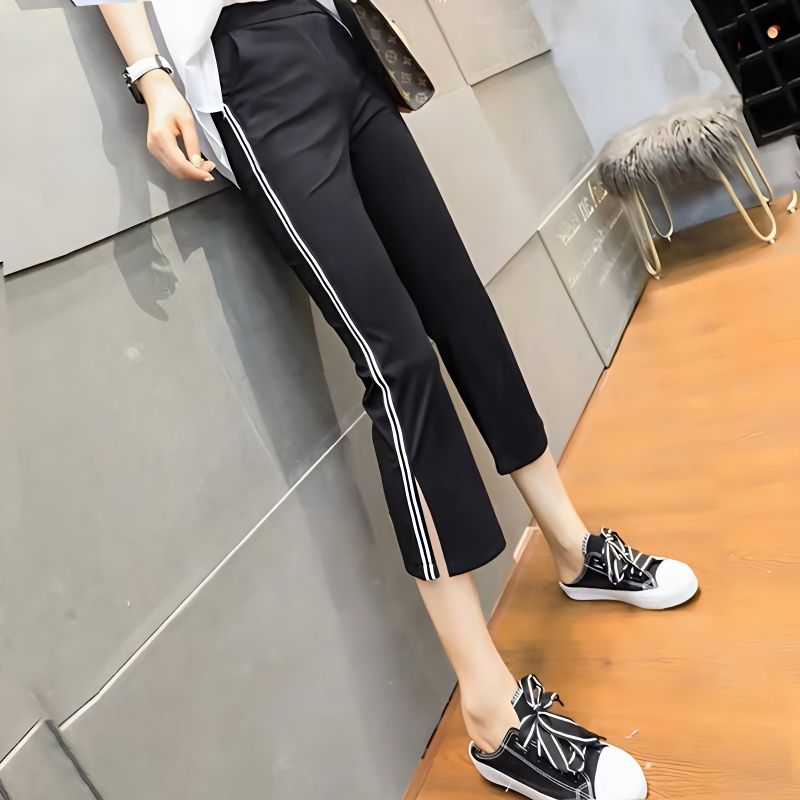 半价清仓大码显瘦七分裤女夏季薄款2023新款小个子百搭高腰开叉裤