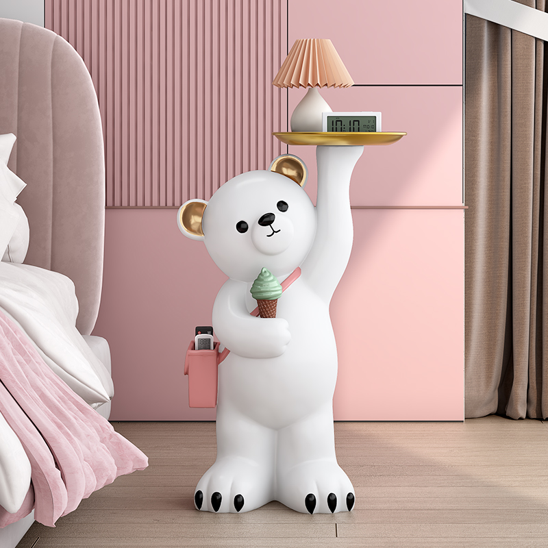 一舟之家暴力雪糕熊落地大摆件客厅玄关电视柜旁收纳托盘软装饰品