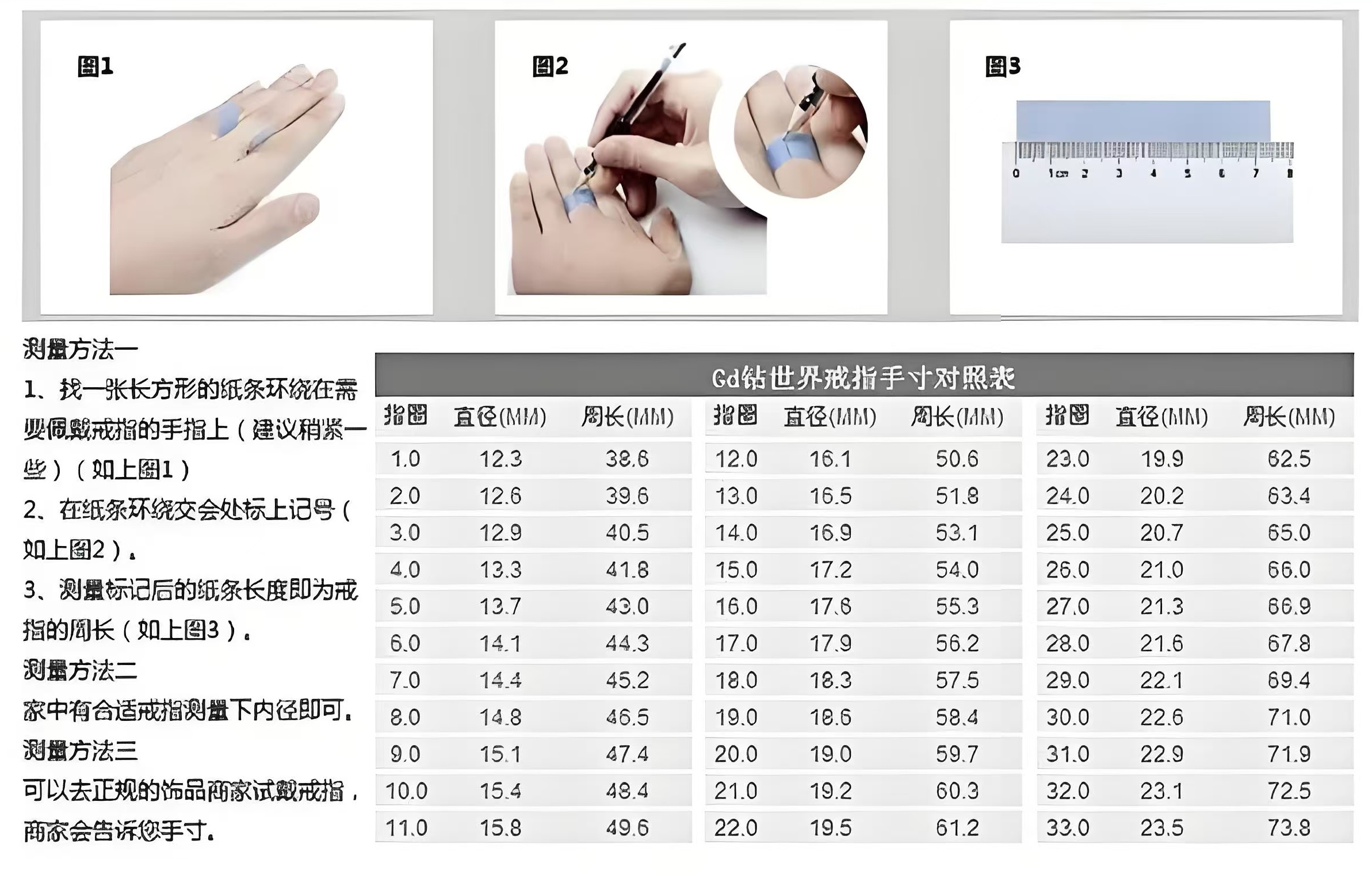 天然玛瑙戒指尺码表