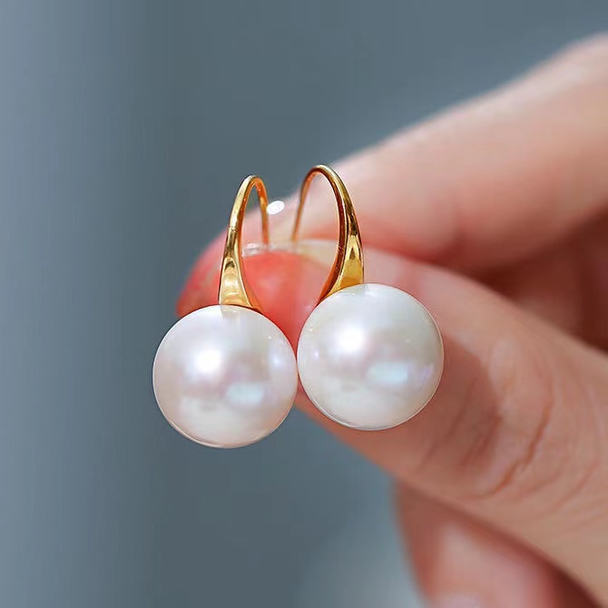 合金仿珍珠耳饰 耳勾 时尚 百搭 气质 经典耳饰正圆珠珠耳钩简约