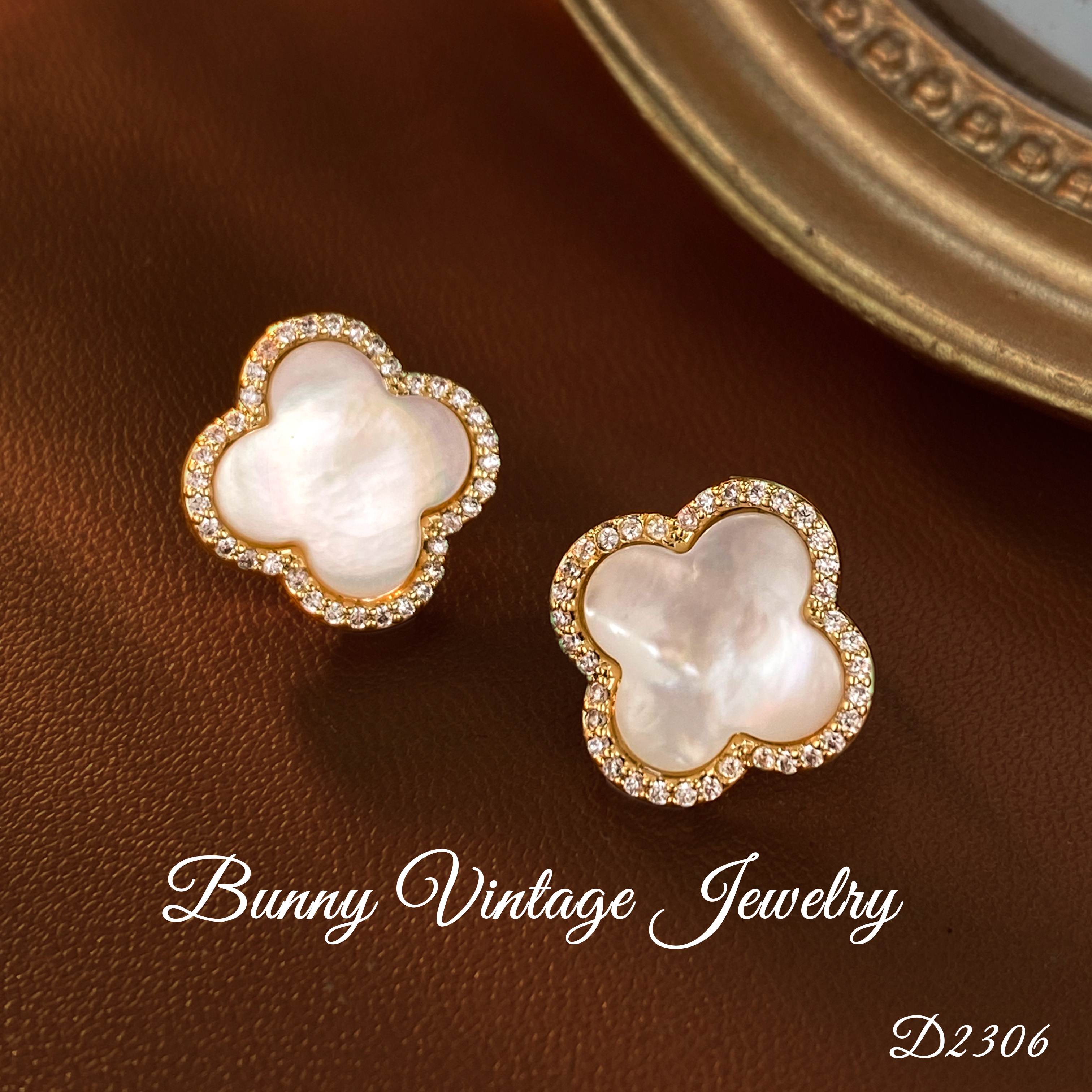 铜合金耳饰 D0474 【Lucky Four leafclover】幸运四叶草 限定 耳钉