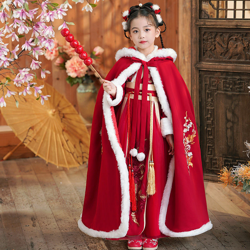女童汉服冬款拜年服女宝中国风2023新款古装过年冬季儿童新年唐装