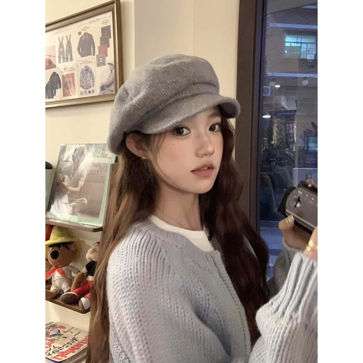 纯色针织贝雷帽韩系ins显脸小秋冬氛围感显白百搭秋冬日系简约