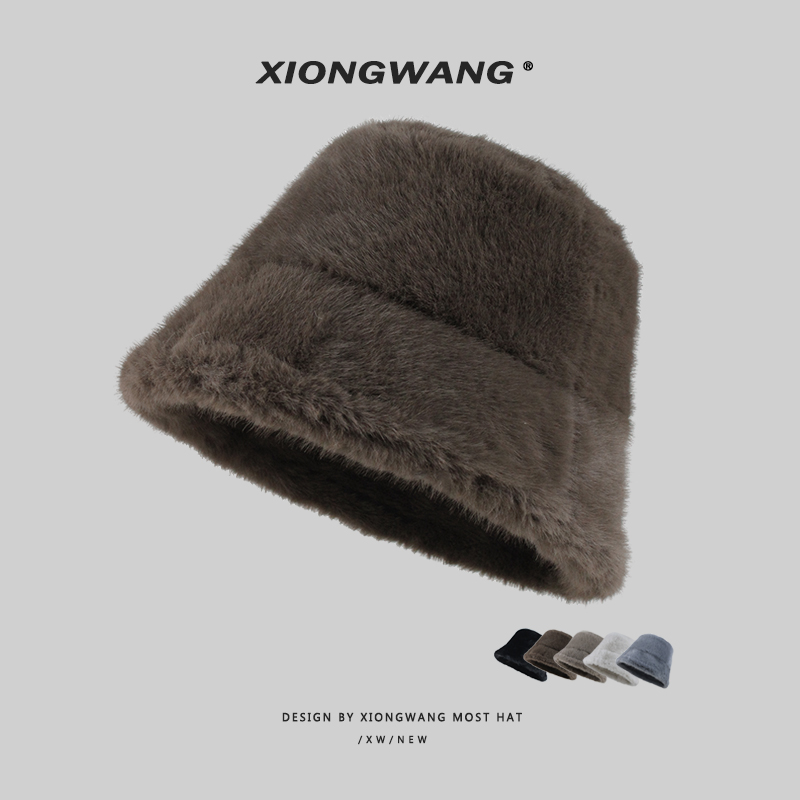 经典款回归！重磅仿貂毛显贵大檐渔夫帽女加绒加厚毛毛盆帽男百搭