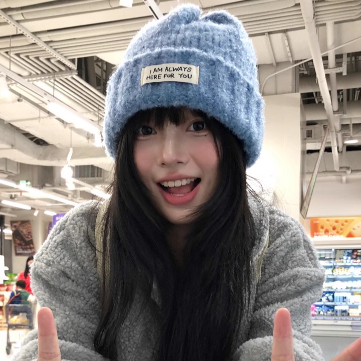 2025新款贴布针织帽女秋冬百搭可爱加厚毛线帽学生显脸小保暖冷帽