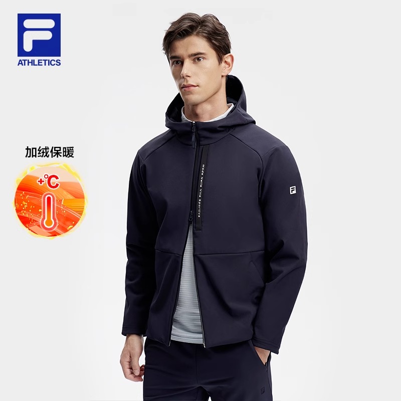 FILA斐乐男装【加绒保暖连帽外套】时尚休闲运动夹克A11M411712F