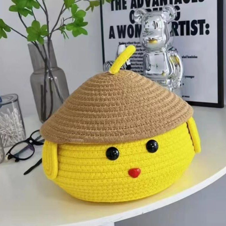 无品牌小布丁狗棉绳收纳手工可爱客厅创意高颜值卡通笑脸收纳筐