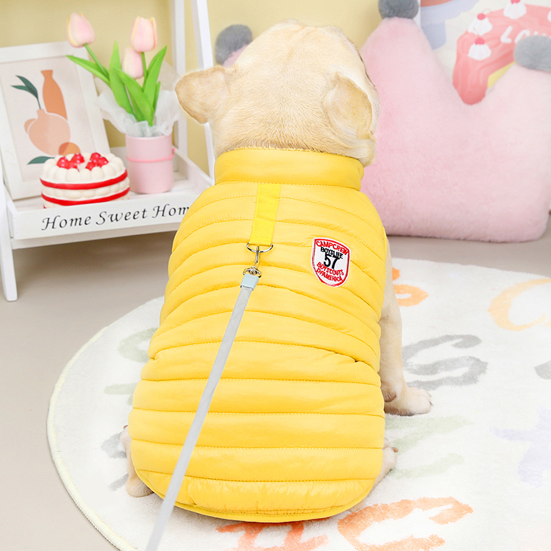 法斗专用狗狗衣服带牵引环秋冬棉衣巴哥斗牛犬加厚冬装棉马甲背心