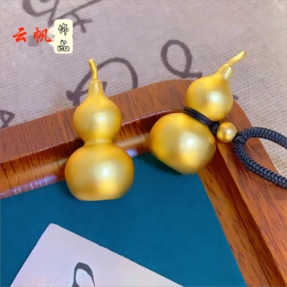 铜合金吊坠 国潮风葫芦吊坠古法实心磨砂项链毛衣链高端吊坠