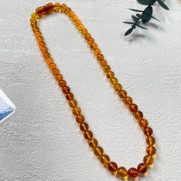 90新  【六六中古】孤品复古琥珀项链aw5844链长44cm