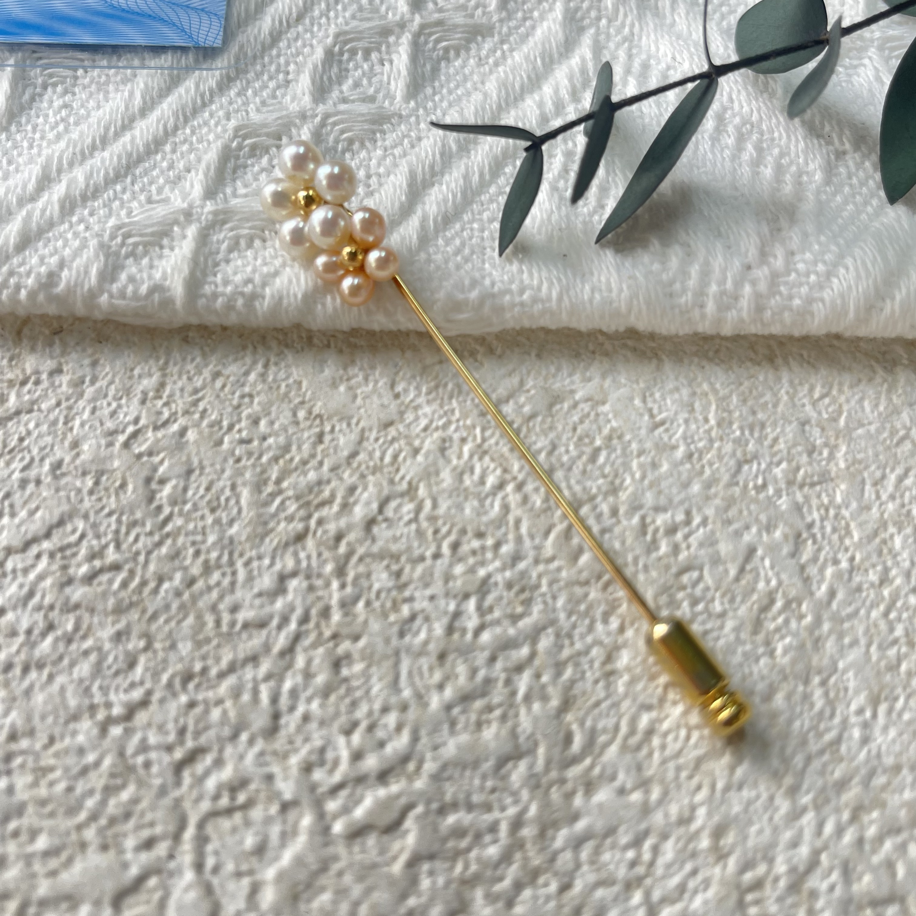 90新  【六六中古】孤品4-4.5mm淡水珍珠胸针ad3944