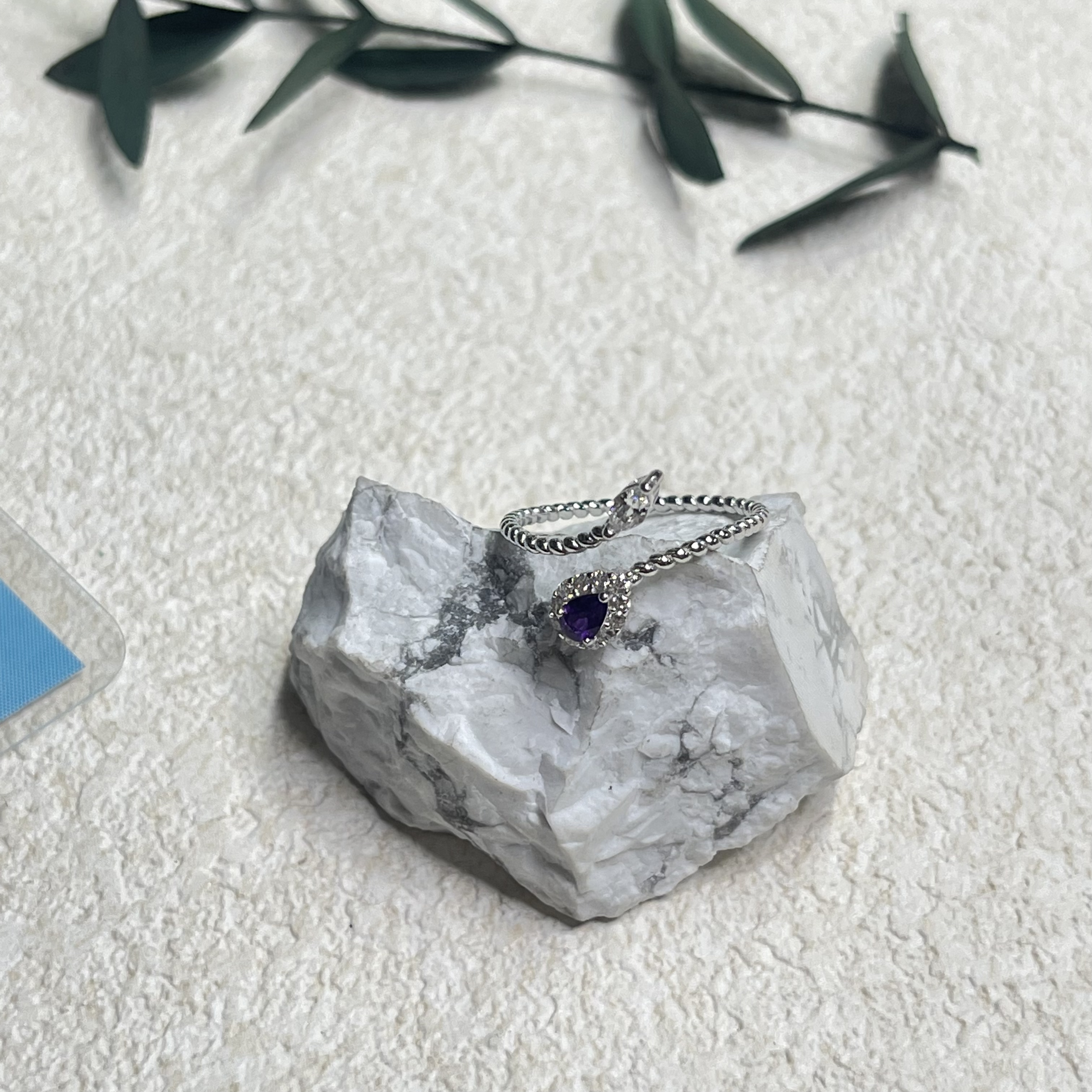 全新未使用  【六六中古】孤品s925水晶开口戒指aj3012