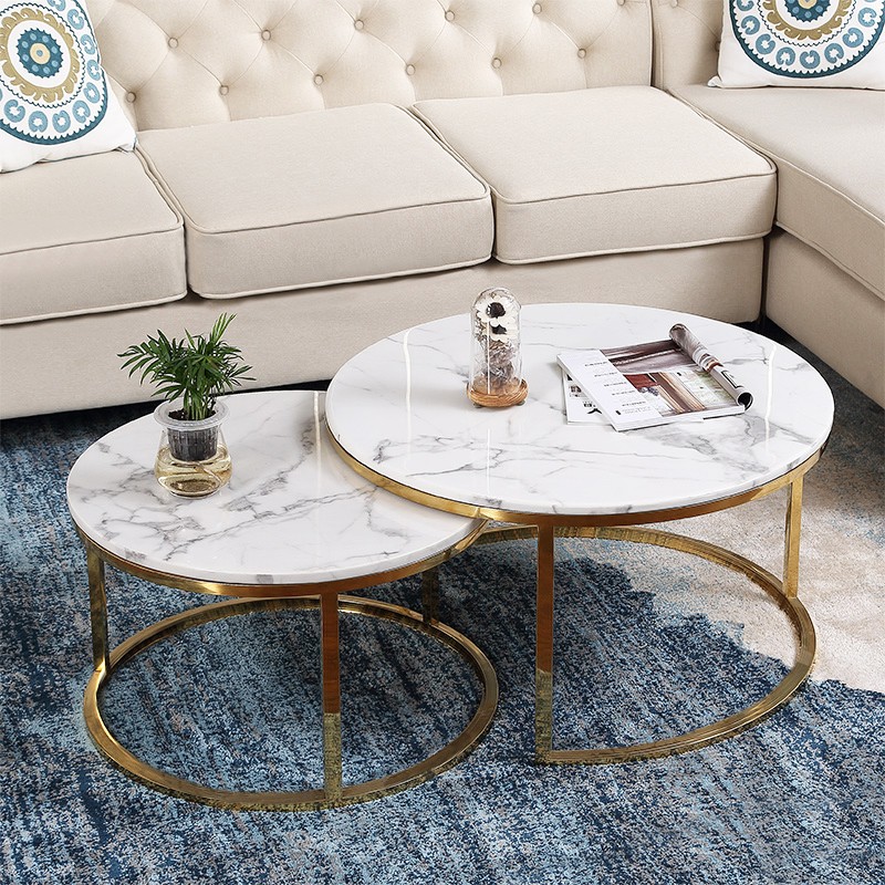 大理石茶几美式轻奢高档奢华组合伸缩小户型现代简约客厅高级茶几