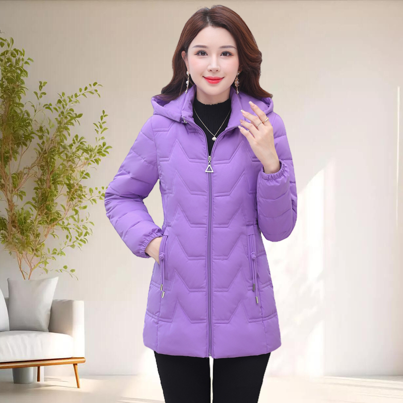 保暖修身连帽妈妈装棉服女中老年优雅妈妈棉衣外套洋气棉袄不臃肿