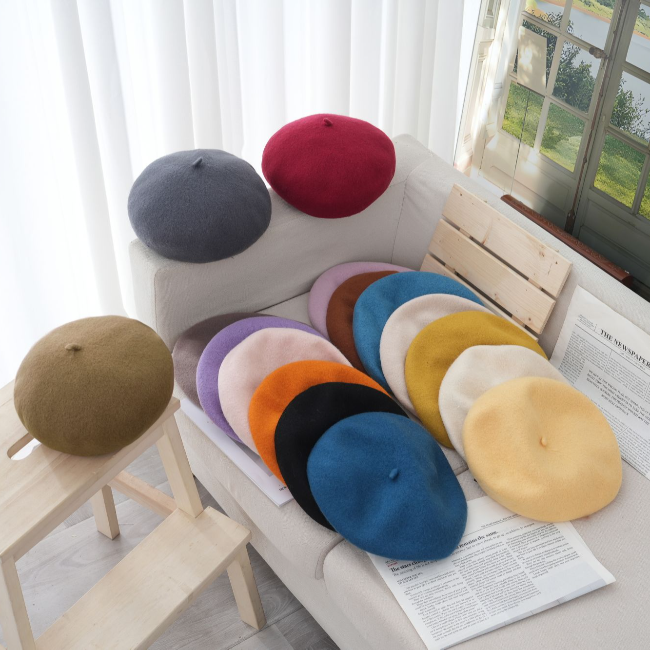  [遇见]16色秋冬质感羊毛贝雷帽/质感/画家帽/大小头围