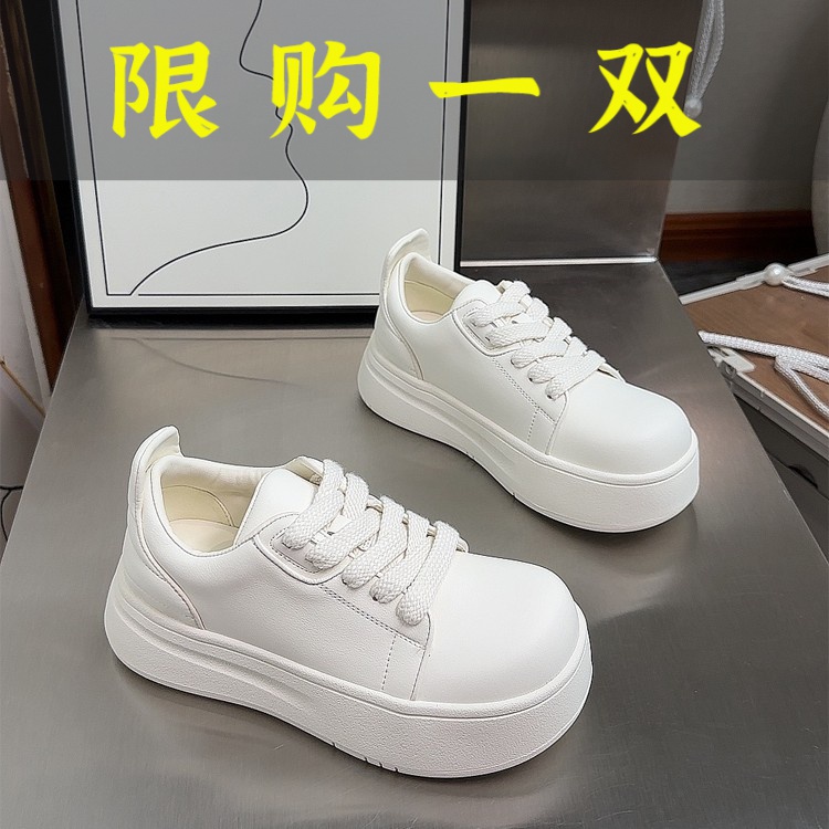 达芙妮沿荐欧范真皮厚底大头小白鞋女2023秋季新款增高松糕百搭休