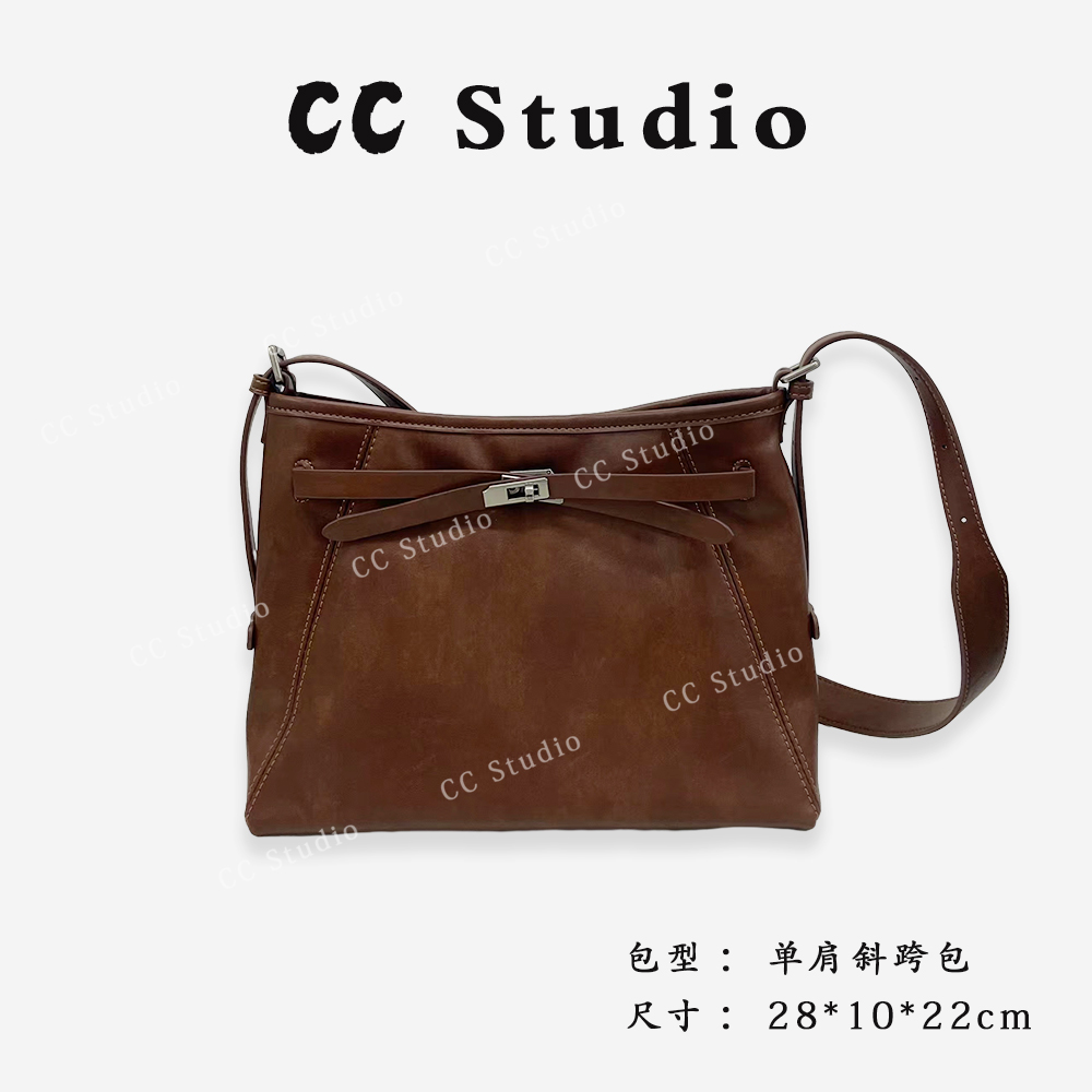 【尚恩CC】SK-82623-复古红棕-简约百搭女士新款单肩这款中大包