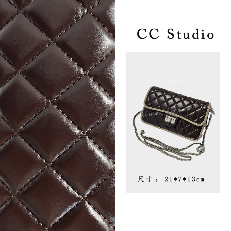 CC Studio/原创设计ZT-D7092-咖啡雪莉-轻奢女士新款单肩斜挎包