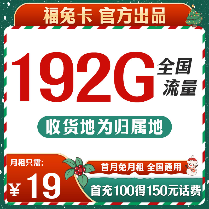 福兔卡192G超大流手机卡电话卡不限速