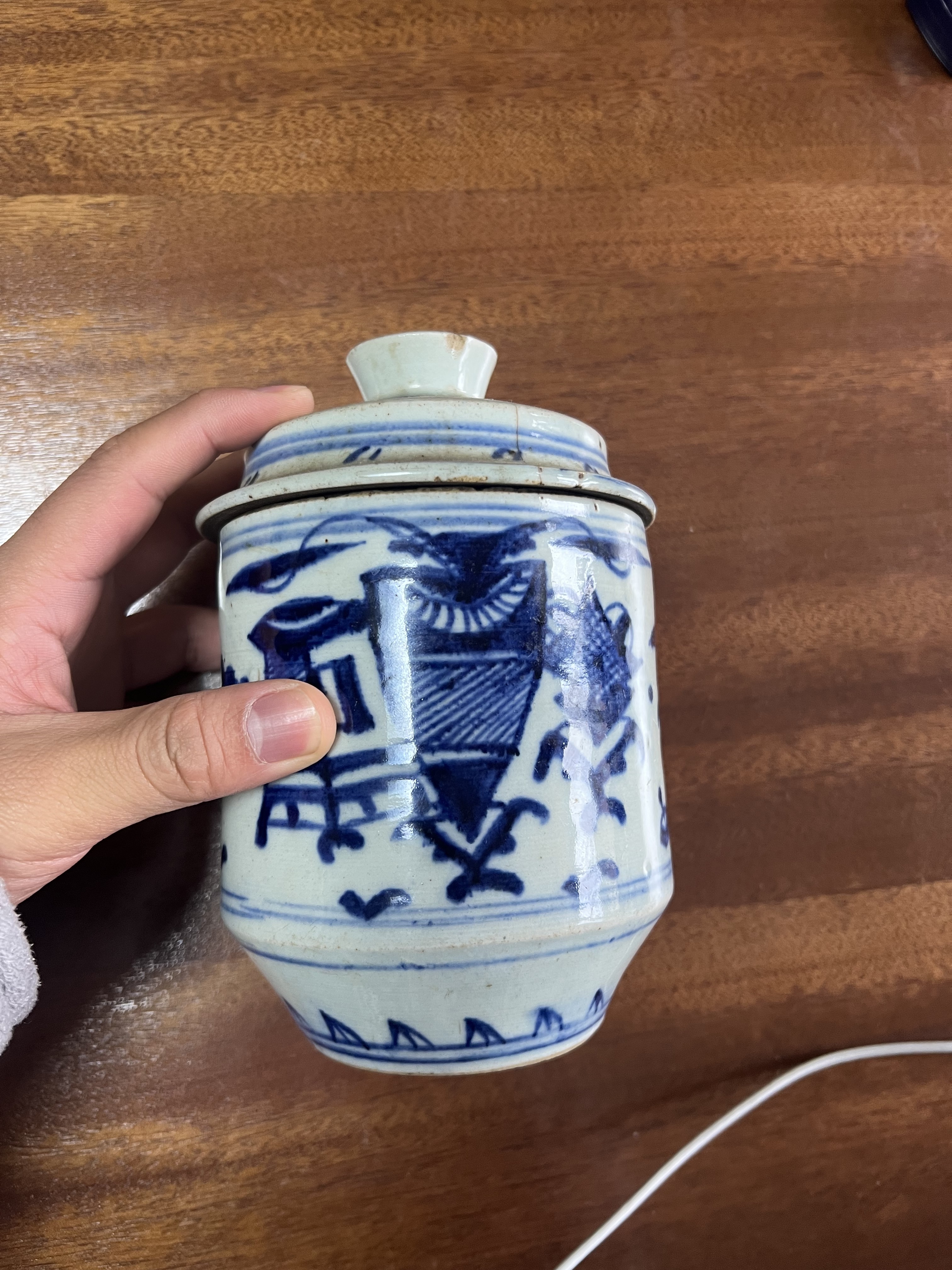 清中期康熙盖罐民窑