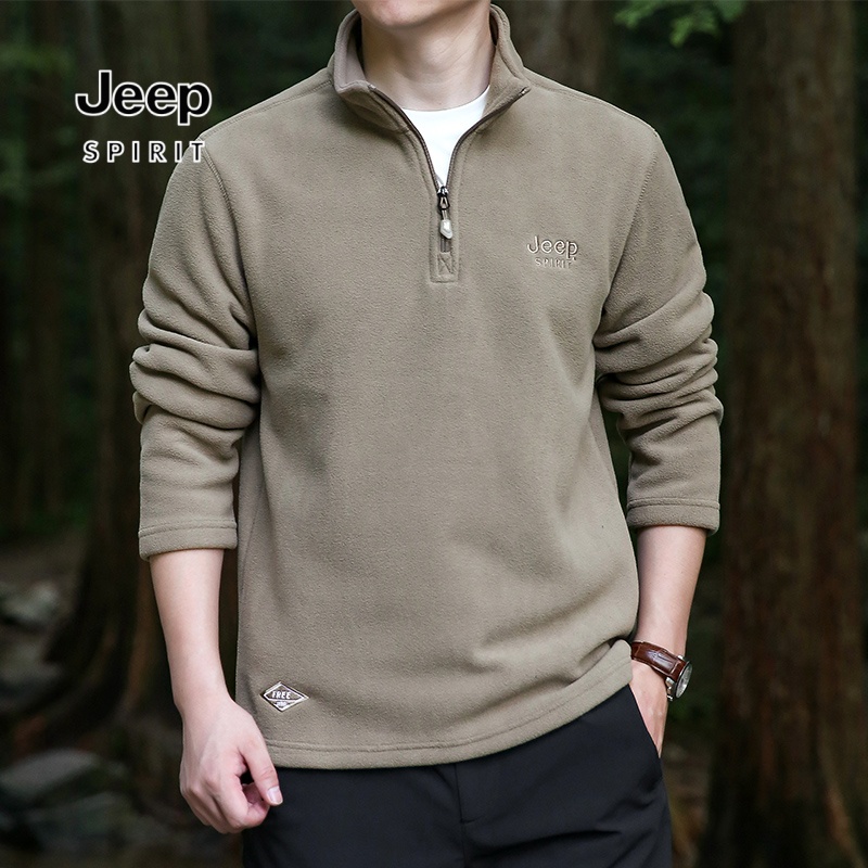 JEEPSPIRIT户外抓绒衣男成年男士摇粒绒外套秋冬加绒保暖卫衣休闲