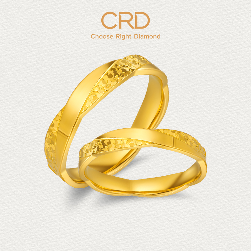 CRD克徕帝几何碎碎冰莫比足金999对戒亮面CNC情侣圆环戒圈送女友