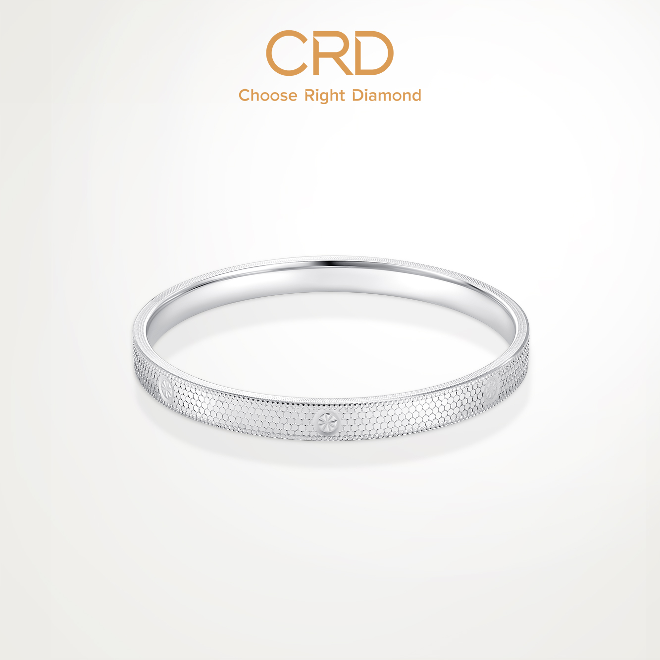 CRD克徕帝PT950铂金手镯简约蜂巢白金手镯手饰手环素圈圆镯