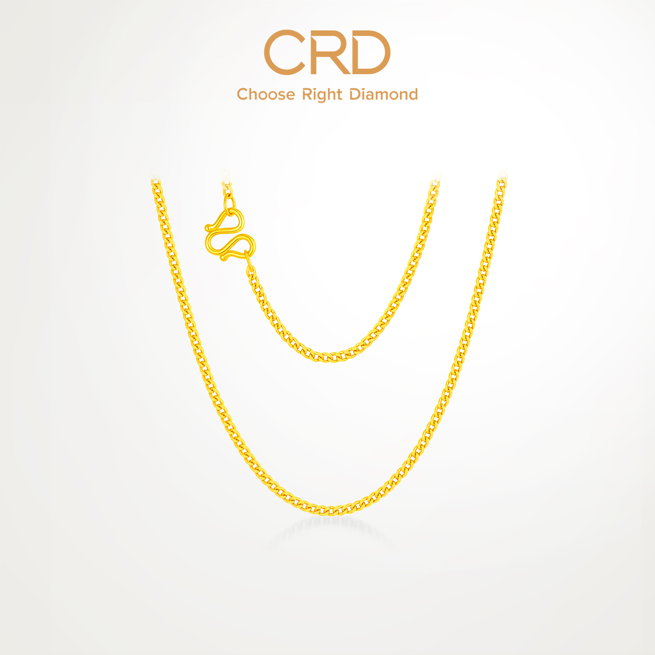 CRD克徕帝黄金999足金侧身链项链百搭素链锁骨链M扣实心男女同款