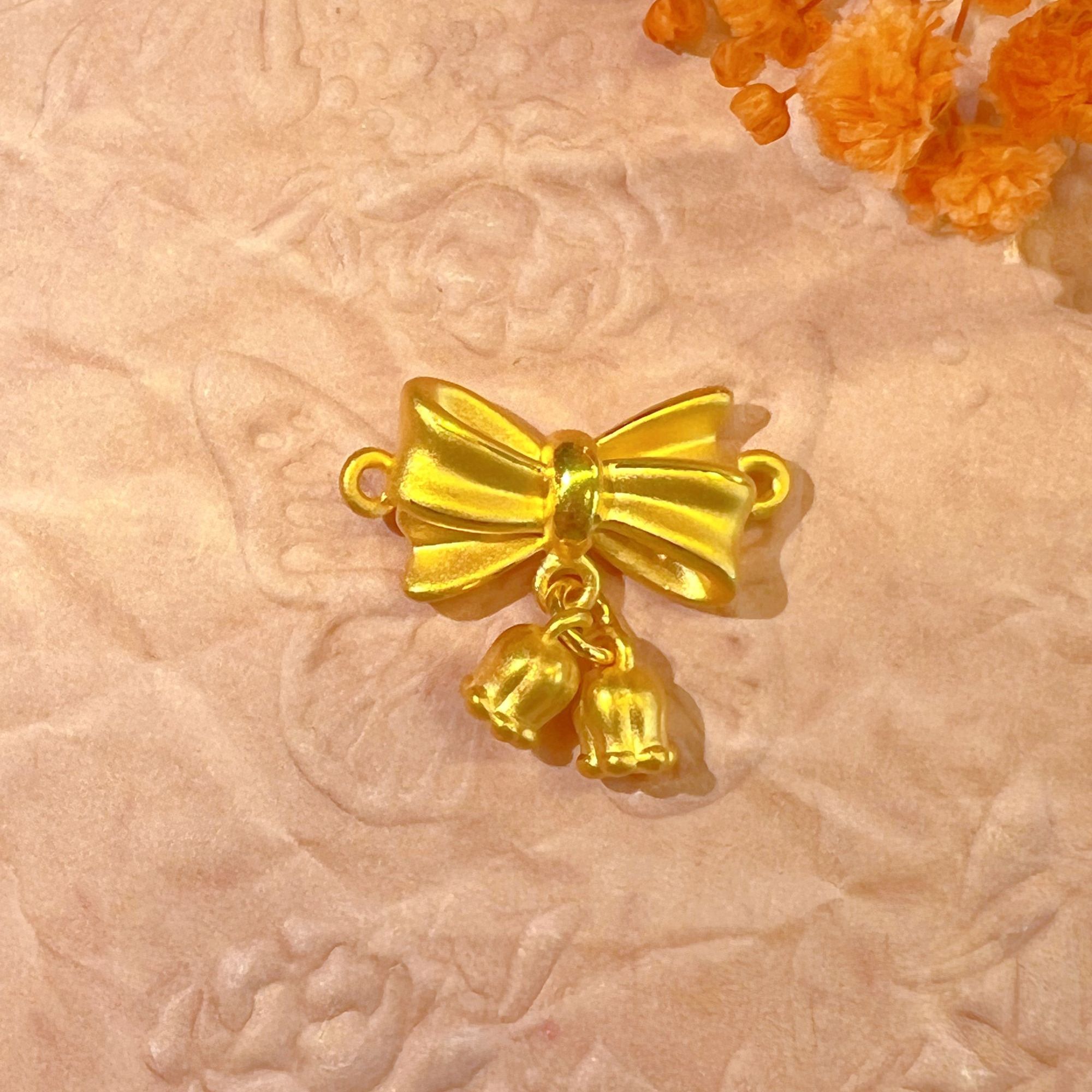 【譽臻金】足金999蝴蝶铃铛吊坠礼物3D硬金送女友送妈妈礼物