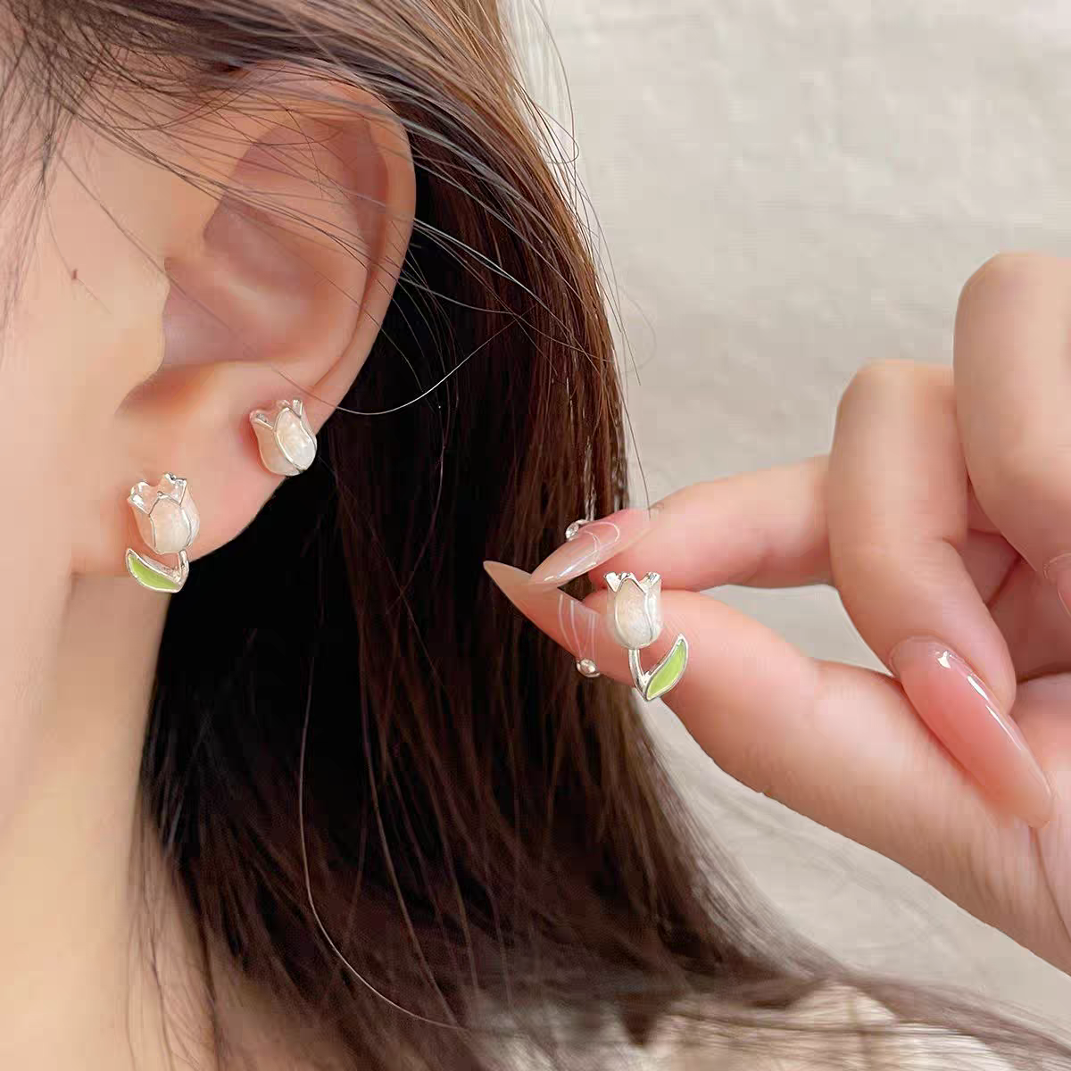 铜合金耳饰 清新花朵耳钉六件套叠戴时尚小众甜美温柔耳饰E807