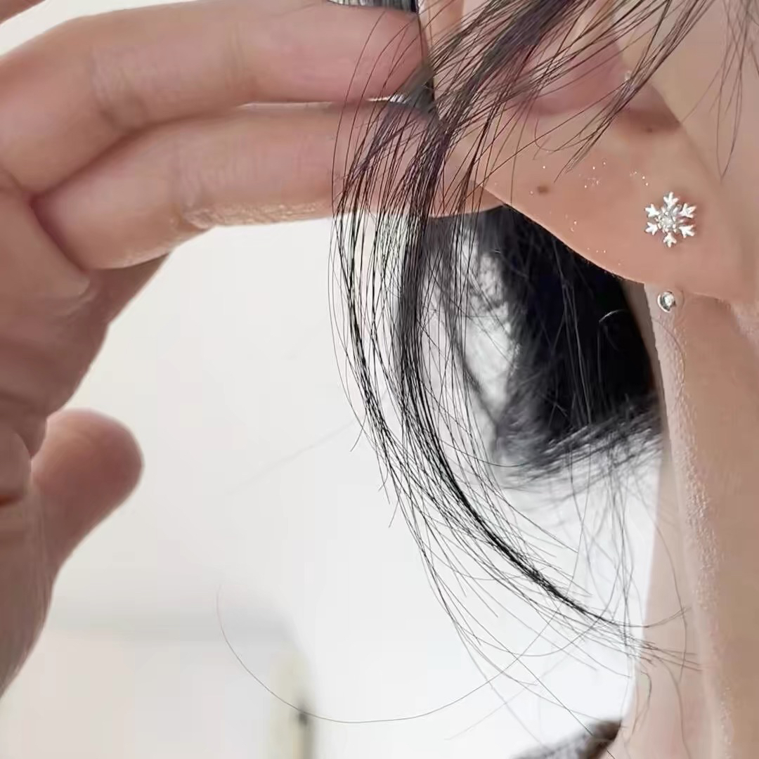 铜合金耳饰 精致爆款雪花耳环轻奢高级感时尚后挂两戴耳饰女K2264