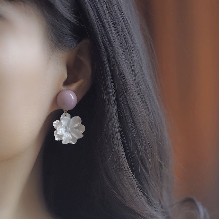 铜合金耳饰 栀子花耳坠小清新复古气质淑女小众耳饰E1394
