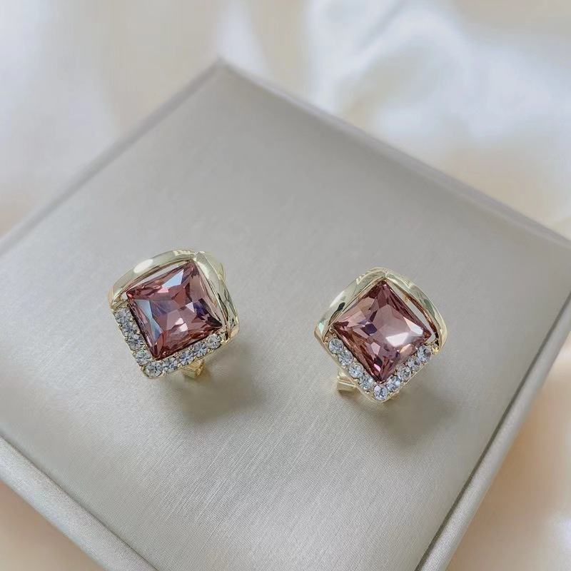 铜合金耳饰 几何气质紫色耳钉扣复古时尚高级感优雅小众耳饰E1216