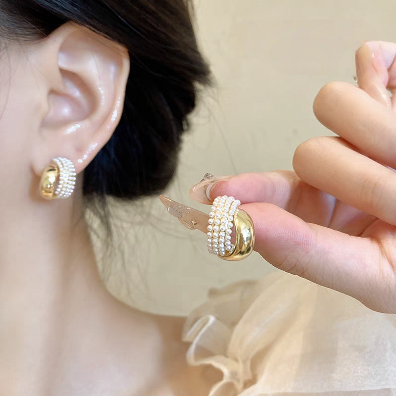 铜合金耳饰 A气质百搭复古小众个性时尚交叉耳钉拼接时尚耳饰E472