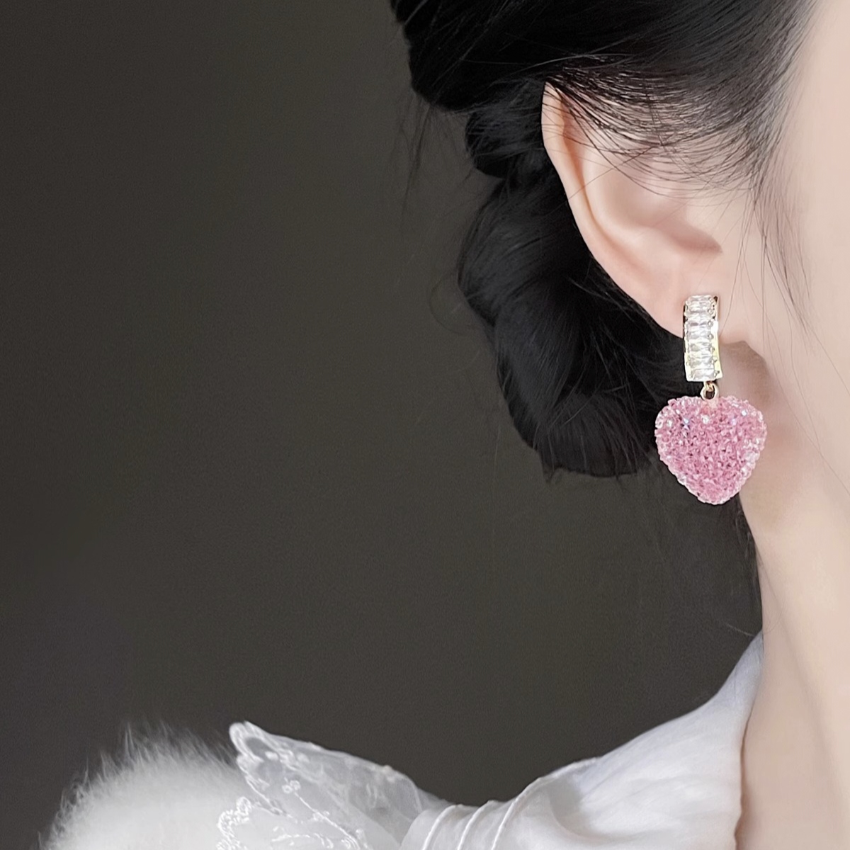 铜合金耳饰 甜美时尚糖果爱心耳坠小众少女感气质心形耳饰E235