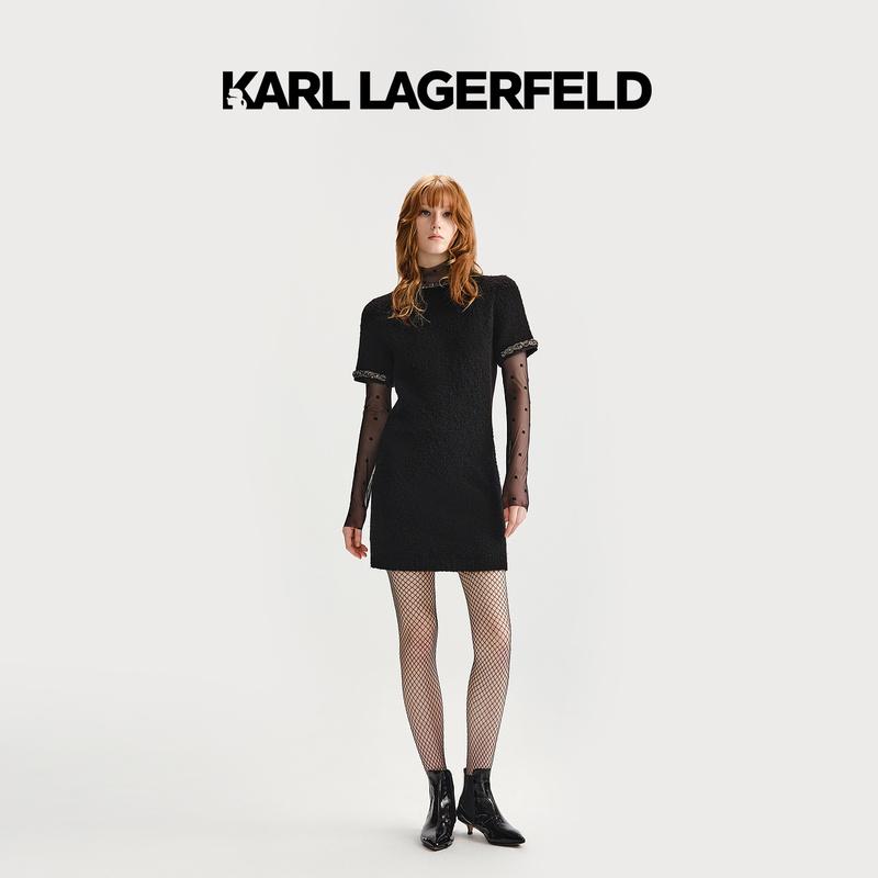KARL LAGERFELD卡尔拉格斐新款黑色连衣裙老佛爷236L1334