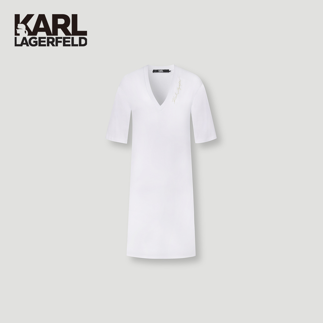 【优价】KARL LAGERFELD卡尔拉格斐夏季V领连衣裙老佛爷22UW1363