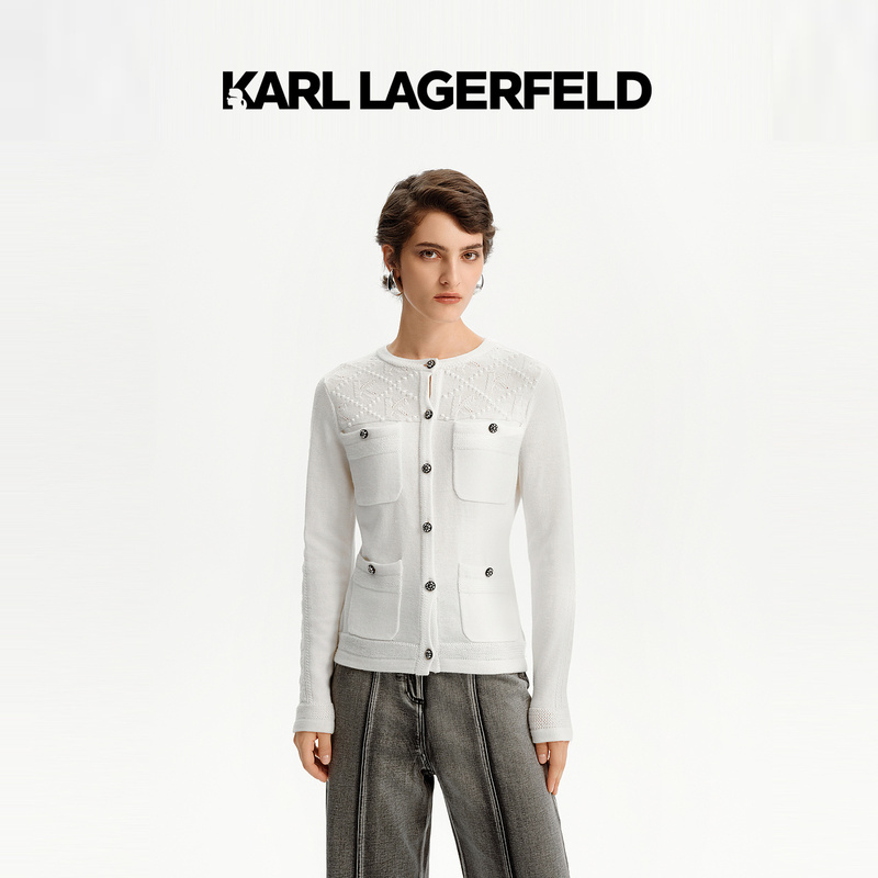 KARL LAGERFELD卡尔拉格斐2024冬季新款针织开衫老佛爷K27L2246