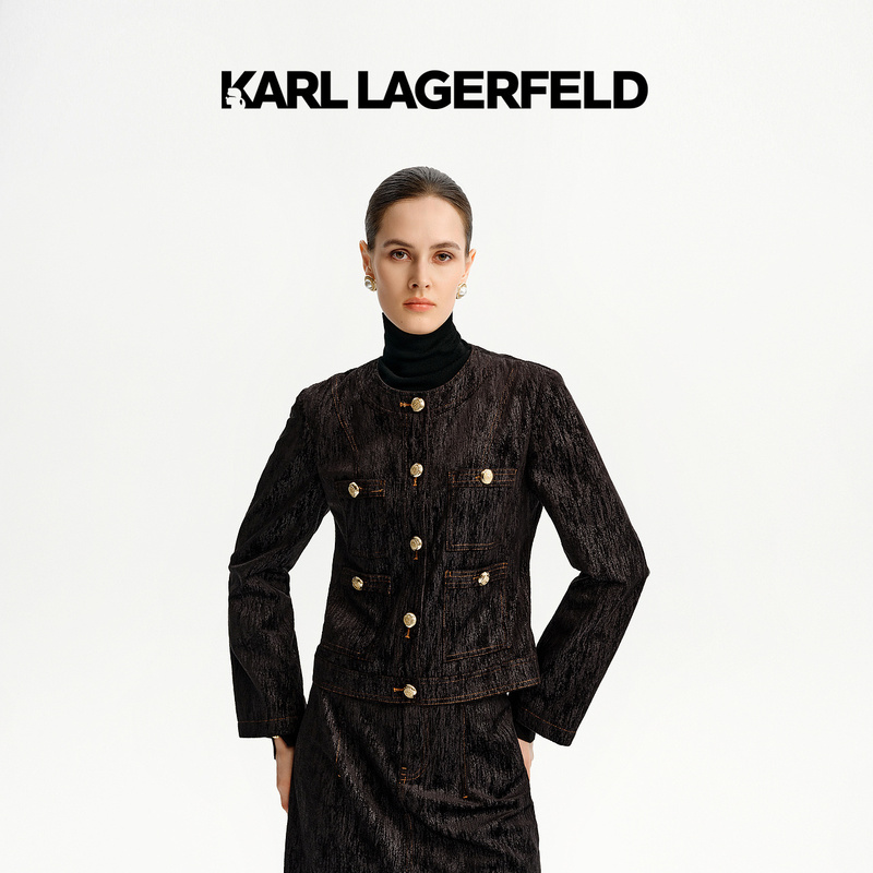 KARL LAGERFELD卡尔拉格斐2024秋季复古肌理短外套老佛爷K26E1511