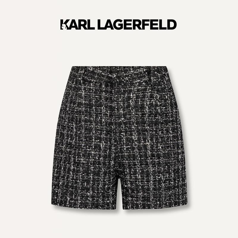 【优价】KARL LAGERFELD卡尔拉格斐2024早春黑白花呢短裤E42W1017