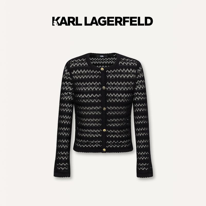 【优价】KARL LAGERFELD卡尔拉格斐新款黑色蕾丝针织开衫E42W2056