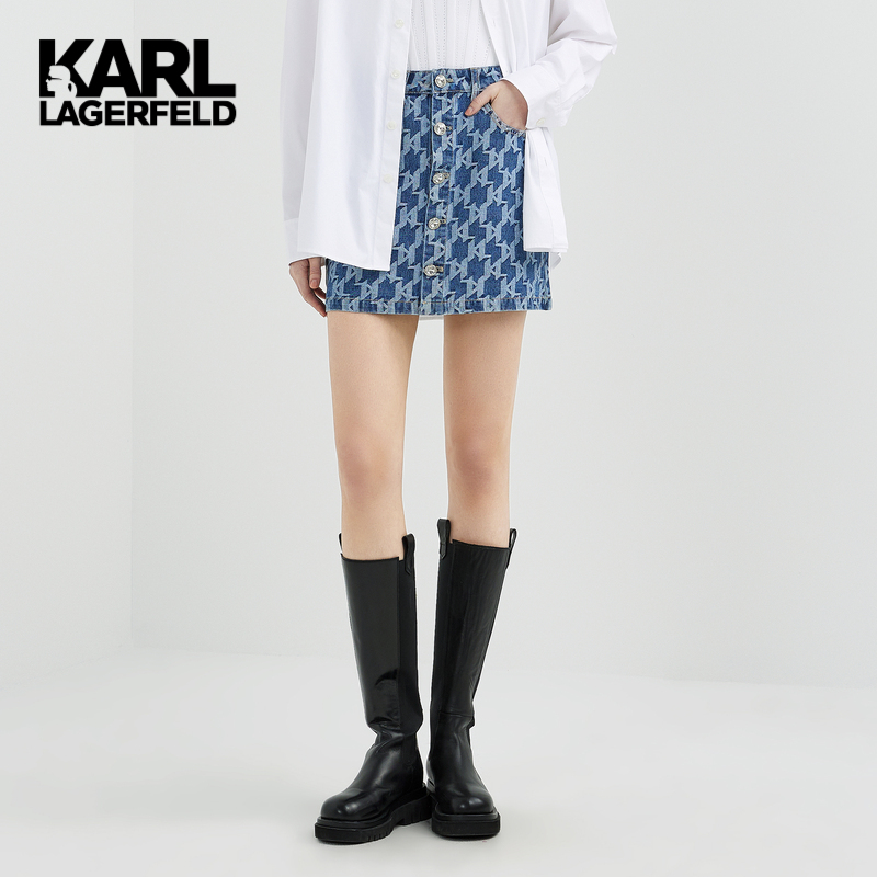 【优价】KARL LAGERFELD卡尔拉格斐2022牛仔半身短裙老佛爷221L1809