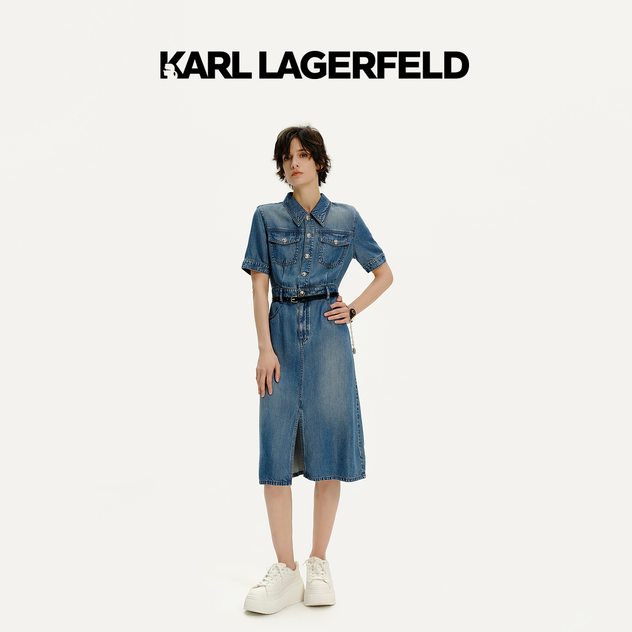 【尤莱特】KARL LAGERFELD卡尔拉格斐2024夏季牛仔连衣裙M22E1369