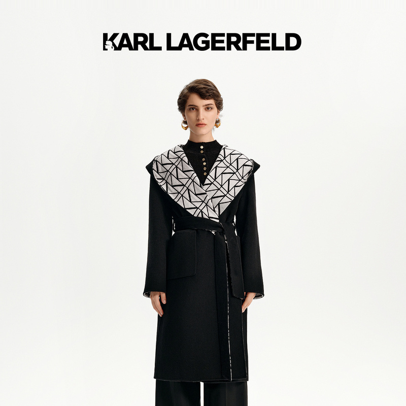 KARL LAGERFELD卡尔拉格斐2024冬季新款浴袍式大衣老佛爷K27L2916