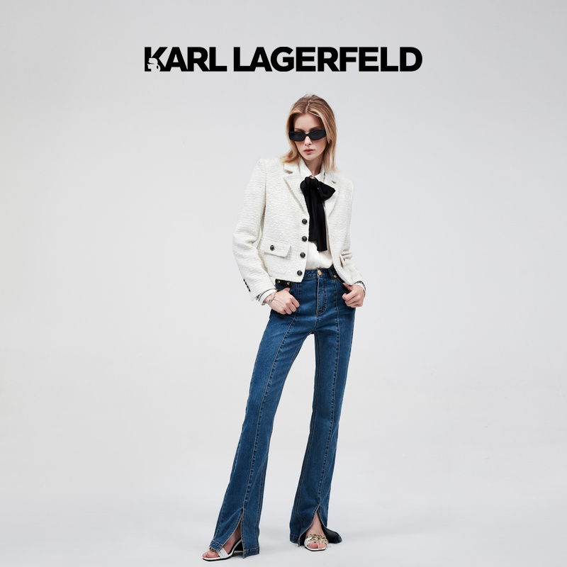 【优价】KARL LAGERFELD卡尔拉格斐秋粗花呢短款夹克女外套E22L1405